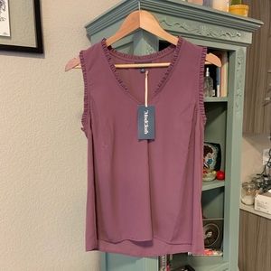 ModCloth For a Fact Ruffle Blouse in Plum Size M NWT